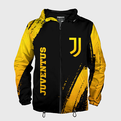 Мужская ветровка Juventus - gold gradient вертикально / 3D-Черный – фото 1