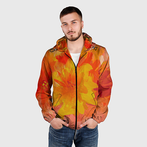 Мужская ветровка Абстракция цветы мастихин / 3D-Черный – фото 3