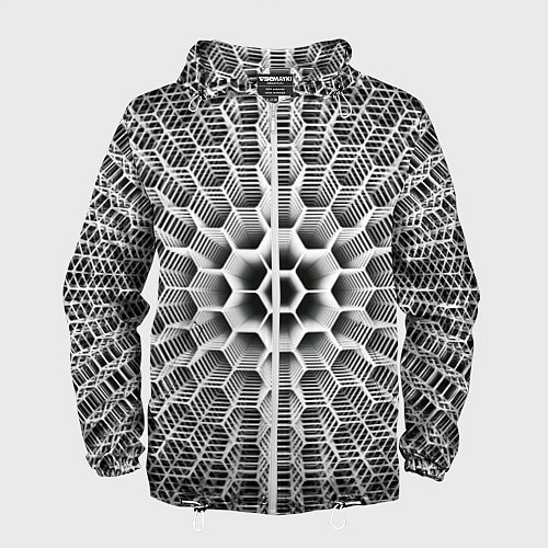 Мужская ветровка Бесконечный гексагональный каркас / 3D-Белый – фото 1