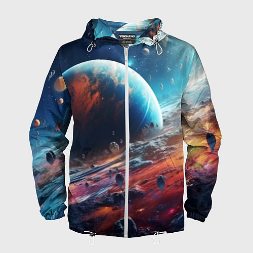 Мужская ветровка Космос фантастическая планета / 3D-Белый – фото 1