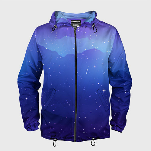 Мужская ветровка Синий космос и звезды / 3D-Черный – фото 1