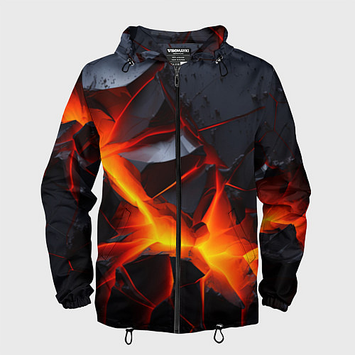 Мужская ветровка Камни в разломе красный свет / 3D-Черный – фото 1