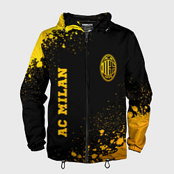Ветровка с капюшоном мужская AC Milan - gold gradient вертикально, цвет: 3D-черный