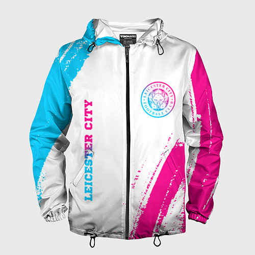 Мужская ветровка Leicester City neon gradient style вертикально / 3D-Черный – фото 1