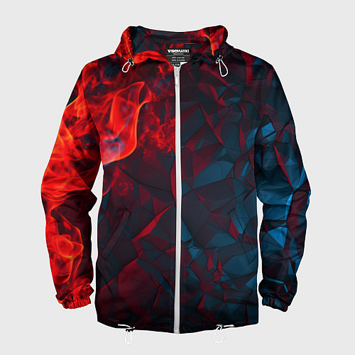 Мужская ветровка Темная абстракция с разломом красных плит / 3D-Белый – фото 1