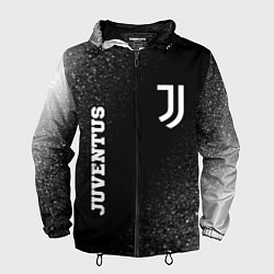 Ветровка с капюшоном мужская Juventus sport на темном фоне вертикально, цвет: 3D-черный