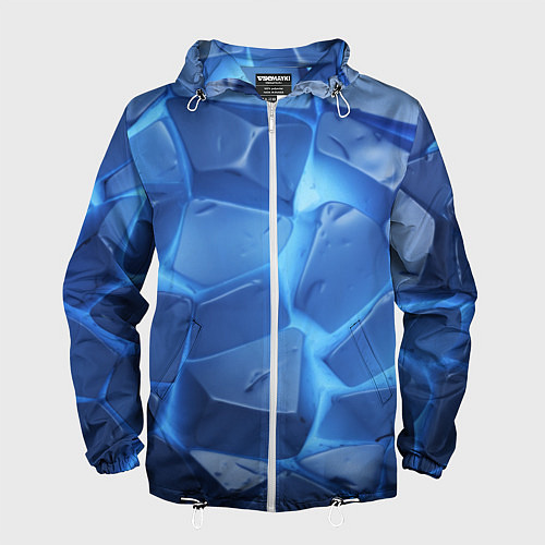Мужская ветровка Синие ледяные плиты с разломом / 3D-Белый – фото 1