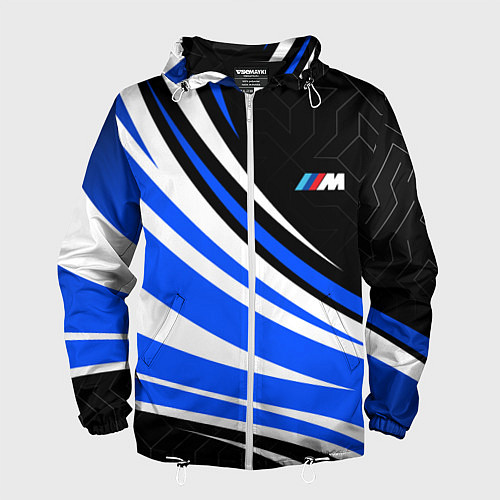 Мужская ветровка BMW M - синие волны / 3D-Белый – фото 1