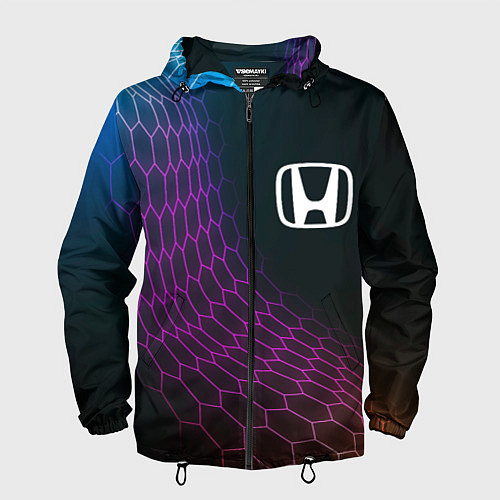 Мужская ветровка Honda neon hexagon / 3D-Черный – фото 1