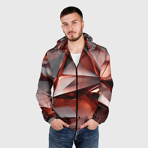 Мужская ветровка Рубиновые пирамидки / 3D-Черный – фото 3