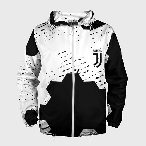 Мужская ветровка Juventus hexagon black sport / 3D-Белый – фото 1