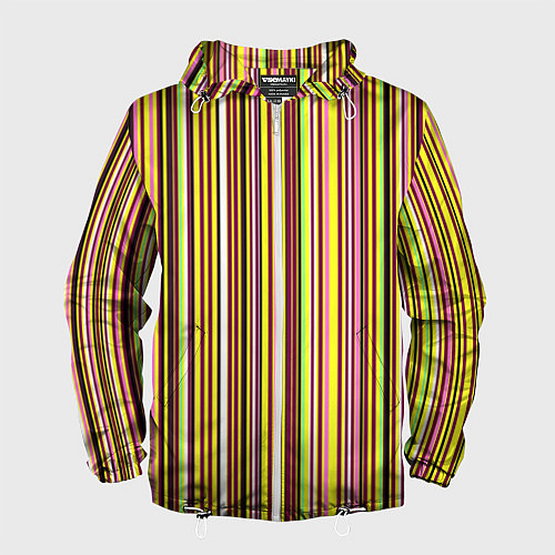 Мужская ветровка Жёлто-розовый сочетание полосатое / 3D-Белый – фото 1