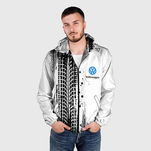 Мужская ветровка Фольксваген - следы от шин / 3D-Черный – фото 3