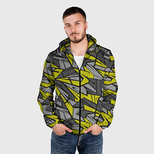 Мужская ветровка Абстрактный камуфляжный узор / 3D-Черный – фото 3