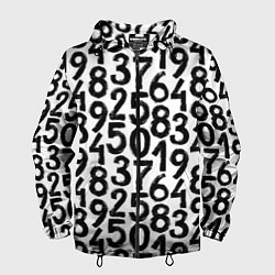 Ветровка с капюшоном мужская Гранжевые числа, цвет: 3D-черный