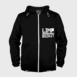 Ветровка с капюшоном мужская Lim Bizkit logo, цвет: 3D-белый