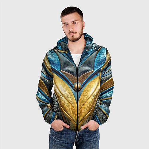 Мужская ветровка Объемная футуристичная объемная текстура из кожи / 3D-Черный – фото 3