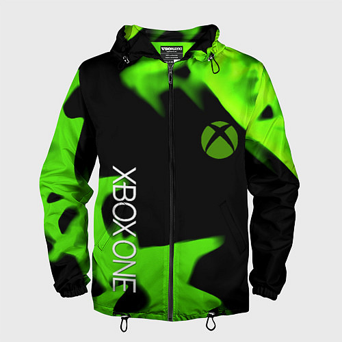 Мужская ветровка Xbox one green flame / 3D-Черный – фото 1