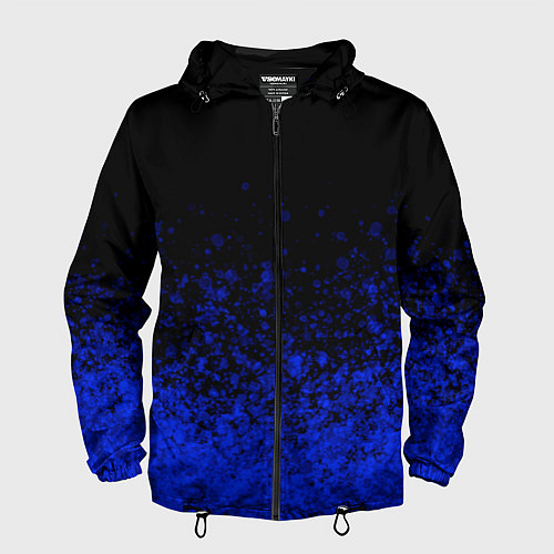 Мужская ветровка Чёрный и ультрамарин абстрактный / 3D-Черный – фото 1