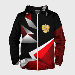Ветровка с капюшоном мужская Russia uniform - красный и черный, цвет: 3D-белый