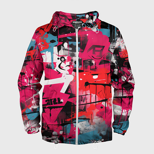 Мужская ветровка Красное граффити / 3D-Белый – фото 1