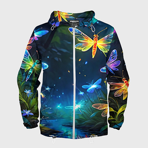 Мужская ветровка Сказочный лес - бабочки / 3D-Белый – фото 1