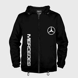 Ветровка с капюшоном мужская Mercedes benz logo white auto, цвет: 3D-черный