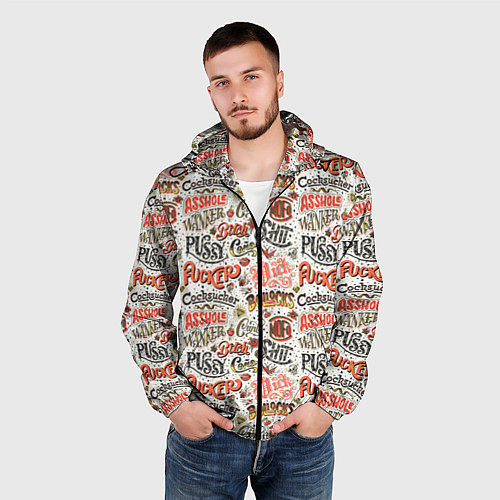 Мужская ветровка Нецензурные слова / 3D-Черный – фото 3