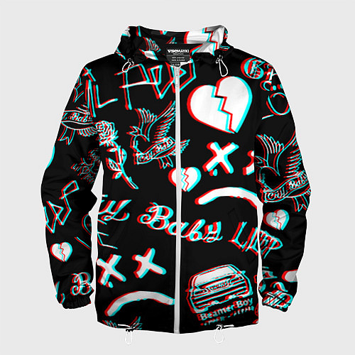 Мужская ветровка Lil Peep logo glitch / 3D-Белый – фото 1