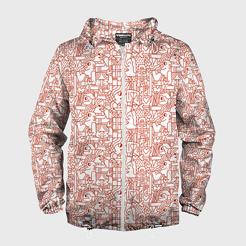 Мужская ветровка Дудл мужчина дарит сердце / 3D-Белый – фото 1