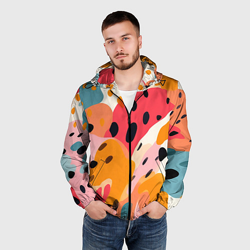 Мужская ветровка Яркие пятна / 3D-Черный – фото 3