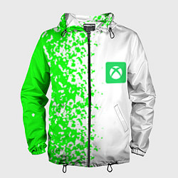 Ветровка с капюшоном мужская Xbox кислотные зеленые краски, цвет: 3D-черный