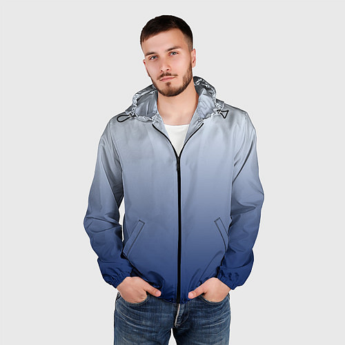 Мужская ветровка Бело синий градиент / 3D-Черный – фото 3