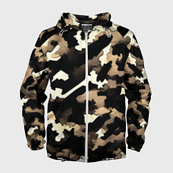 Ветровка с капюшоном мужская Камуфляж сафари, цвет: 3D-белый