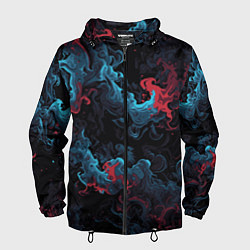 Ветровка с капюшоном мужская Цветные клубы дыма, цвет: 3D-черный