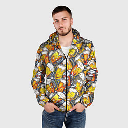 Ветровка с капюшоном мужская Граффити пиво пенное, цвет: 3D-черный — фото 2
