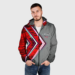 Ветровка с капюшоном мужская Audi sport geometry car, цвет: 3D-черный — фото 2