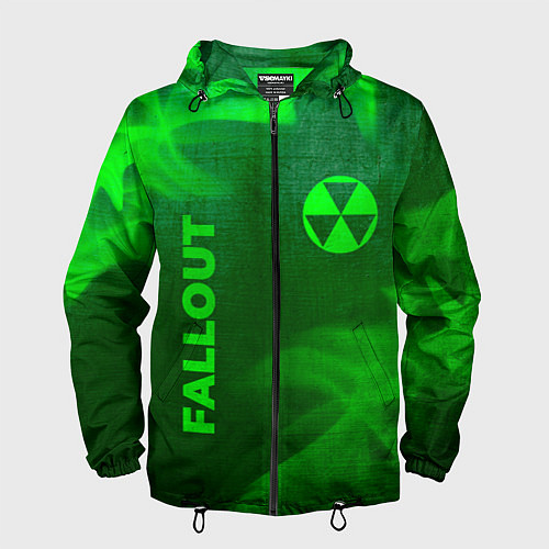 Мужская ветровка Fallout - green gradient вертикально / 3D-Черный – фото 1