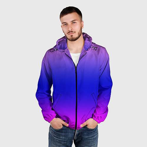 Мужская ветровка Неоновая градиент абстракция / 3D-Черный – фото 3