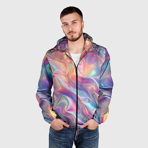 Мужская ветровка Перламутровый голографический градиент / 3D-Черный – фото 3