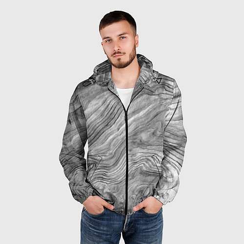 Мужская ветровка Текстура дерева - абстракция / 3D-Черный – фото 3