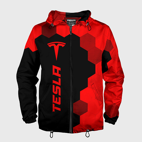 Мужская ветровка Tesla - red gradient по-вертикали / 3D-Черный – фото 1