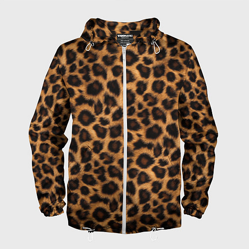 Мужская ветровка Гладкая шерстка леопарда / 3D-Белый – фото 1