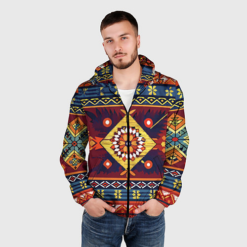 Мужская ветровка Стиль советского ковра узоры и орнамент / 3D-Черный – фото 3