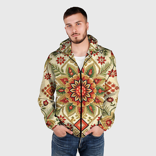 Мужская ветровка Стиль советского ковра узоры и орнамент / 3D-Черный – фото 3