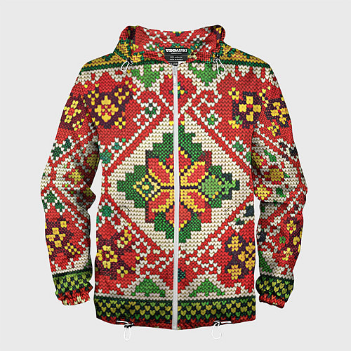 Мужская ветровка Классические русские узоры и орнамент / 3D-Белый – фото 1