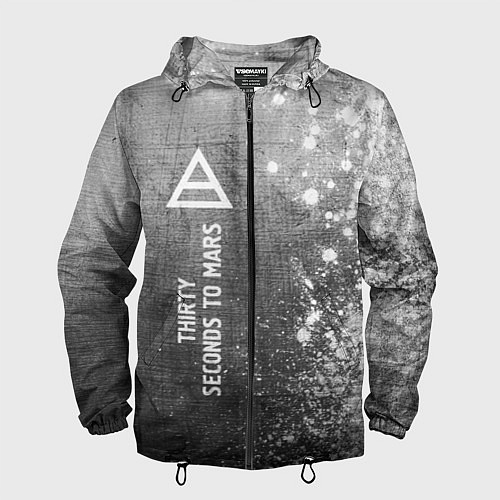 Мужская ветровка Thirty Seconds to Mars - grey gradient по-вертикал / 3D-Черный – фото 1