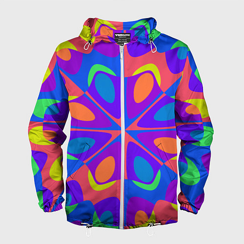 Мужская ветровка Оптический узор красочная мозаика / 3D-Белый – фото 1