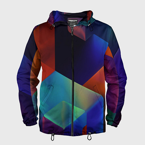 Мужская ветровка Геометрия мозаика / 3D-Черный – фото 1
