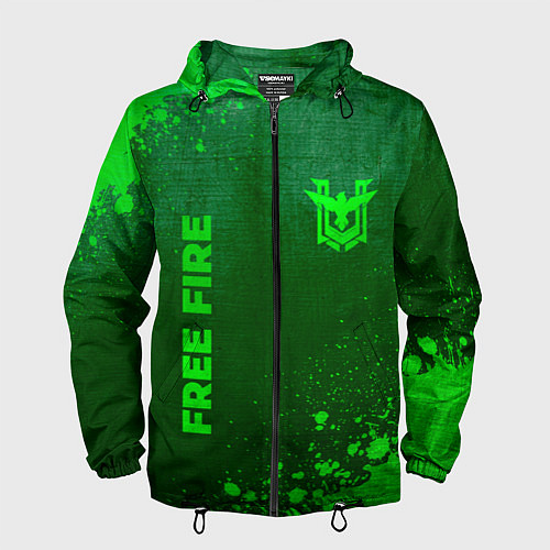 Мужская ветровка Free Fire - green gradient вертикально / 3D-Черный – фото 1